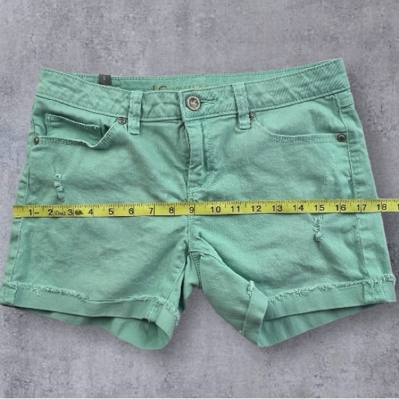 LC Lauren Conrad Stretch Denim Mid-Rise Shorts Mint Green Sz: 6 - Picture 7 of 10